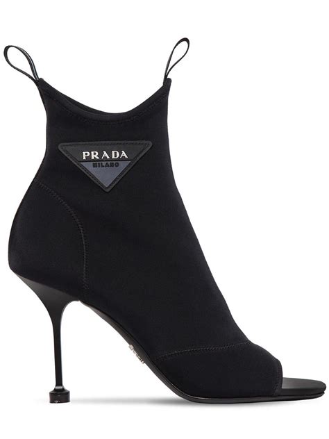 prada open toe logo boots|Prada ankle boots.